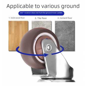 Gambar produk CASTRY Roda Kastor Furniture Soft Rubber Caster Wheel 2 Inch 2 PCS Flat - C20