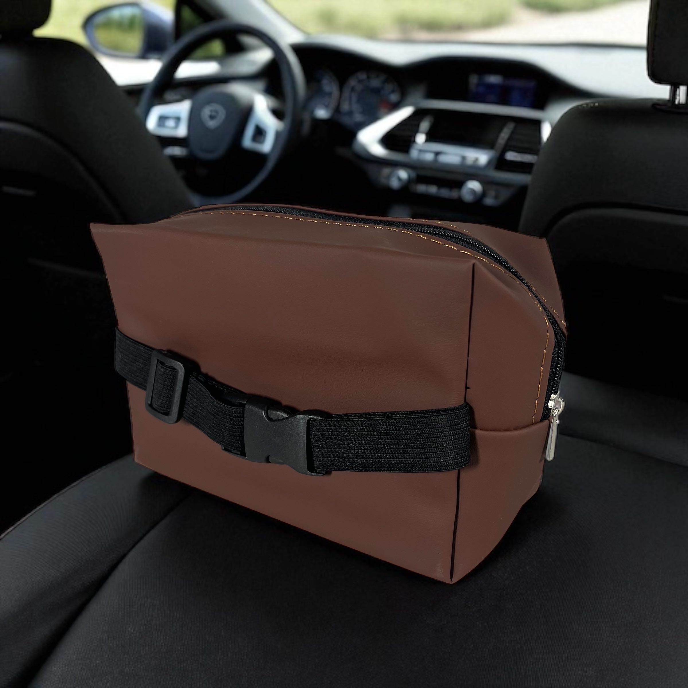 Gambar produk KUSH Tempat Tisu Mobil Multifunctional Car Tissue Box Nappa Leather - K-7