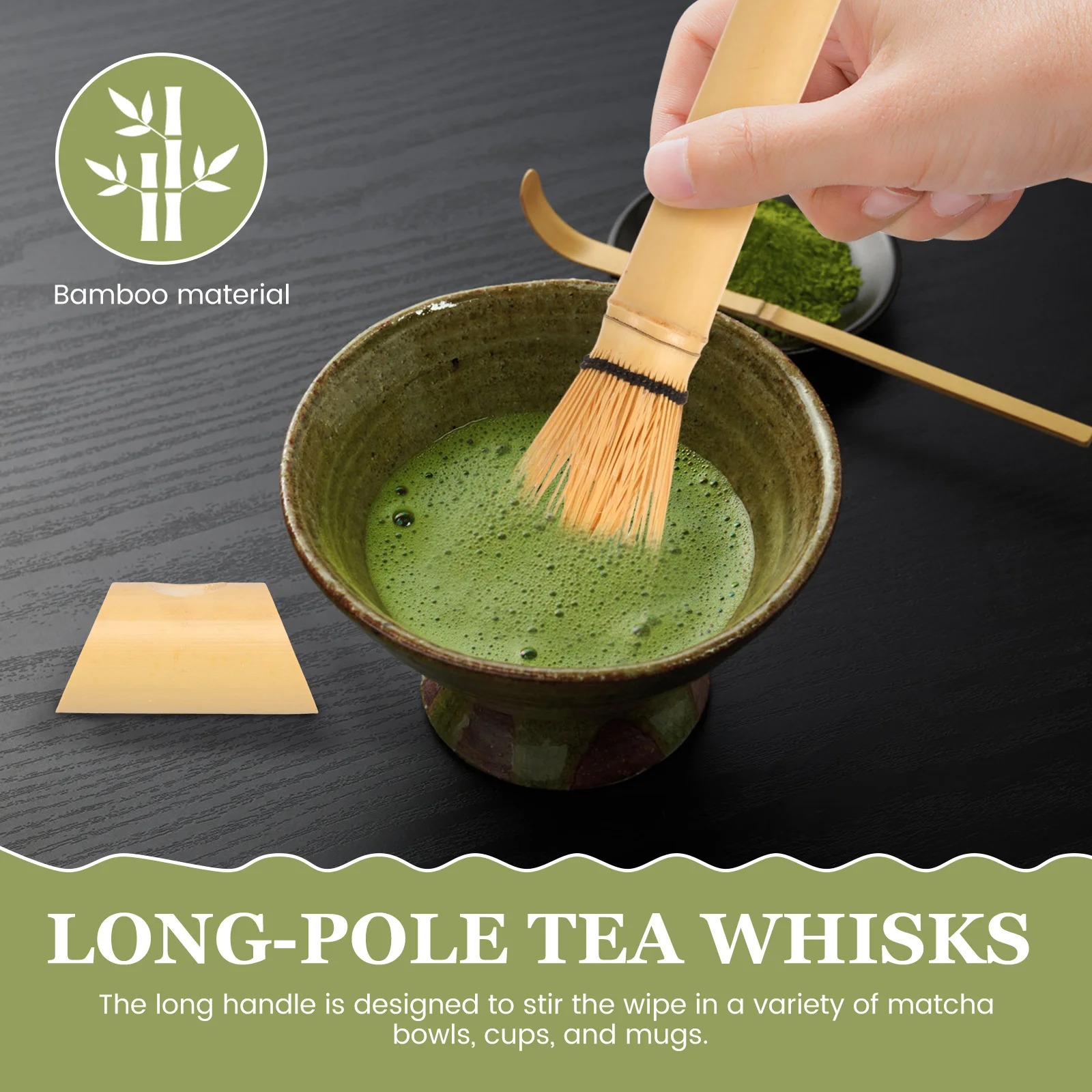 Gambar produk SIDIA Chasen Bamboo Whisk Long Handle Matcha Teh Jepang 56 Tangkai - S-56