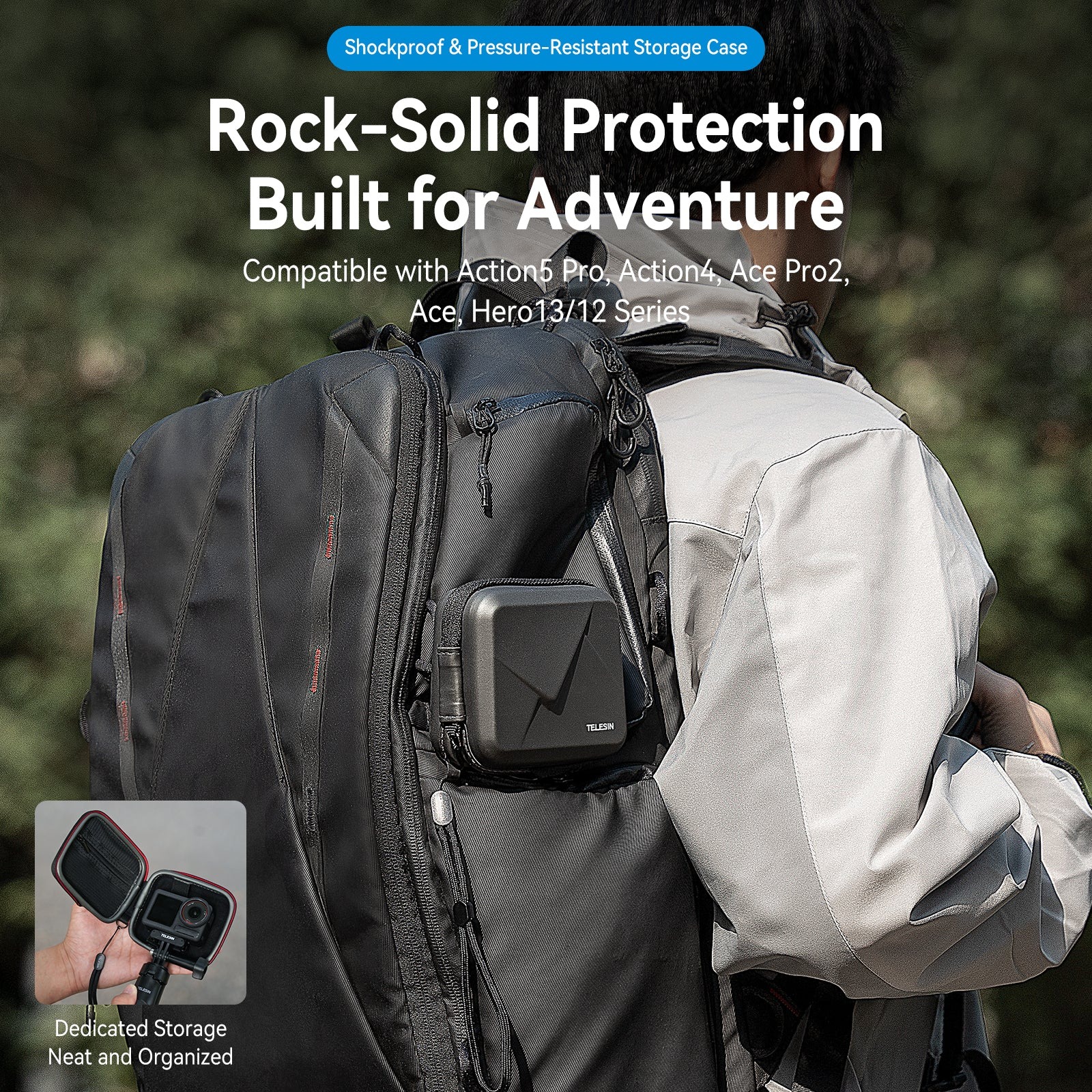 Gambar produk TELESIN Tas Kamera GoPro Hero Action Camera Bag Hard Shell Waterproof - S6-PRC-07