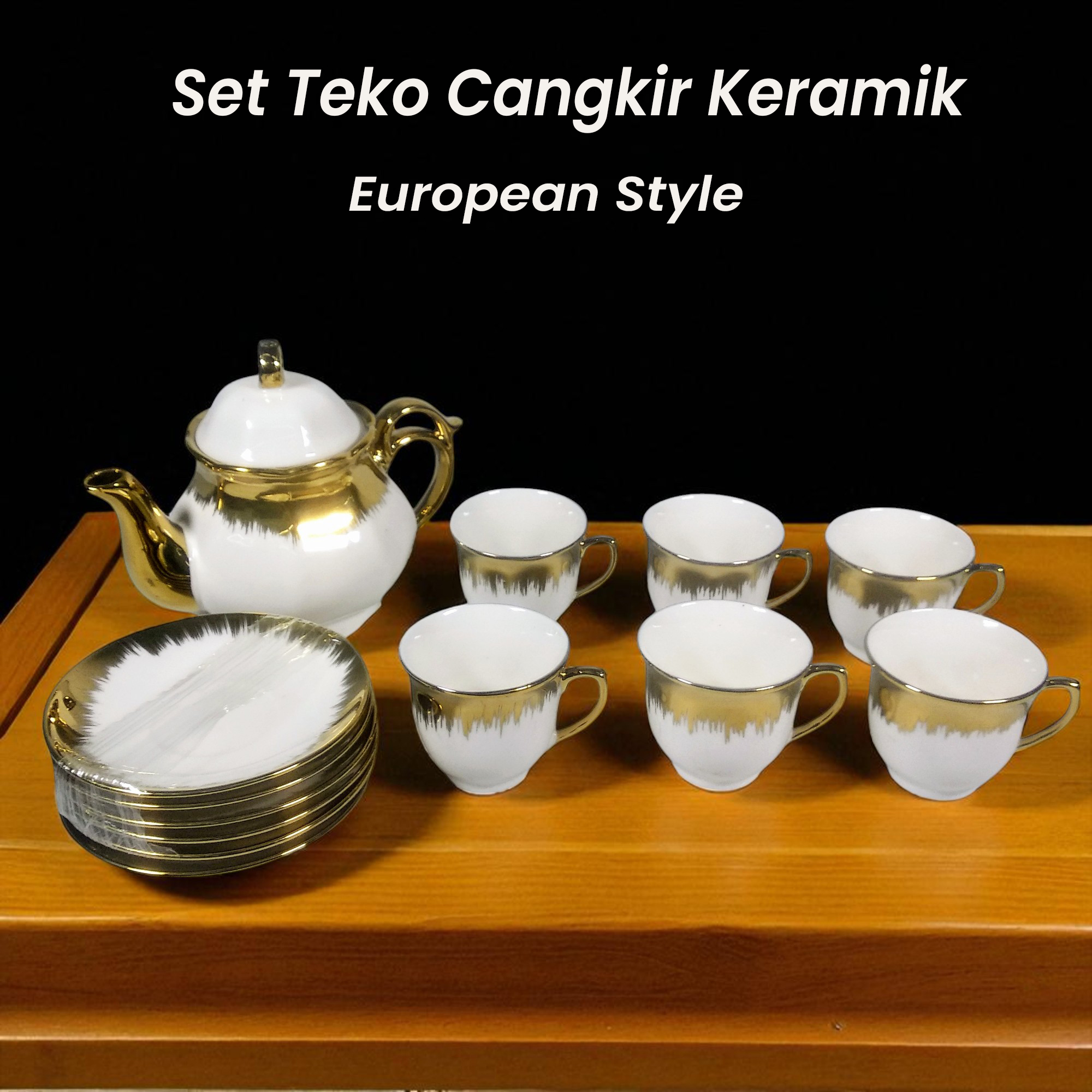 Gambar produk SELEAD Set Teko Cangkir Keramik Kopi 1 Teapot 6 Cup European Style Spread - KFB90