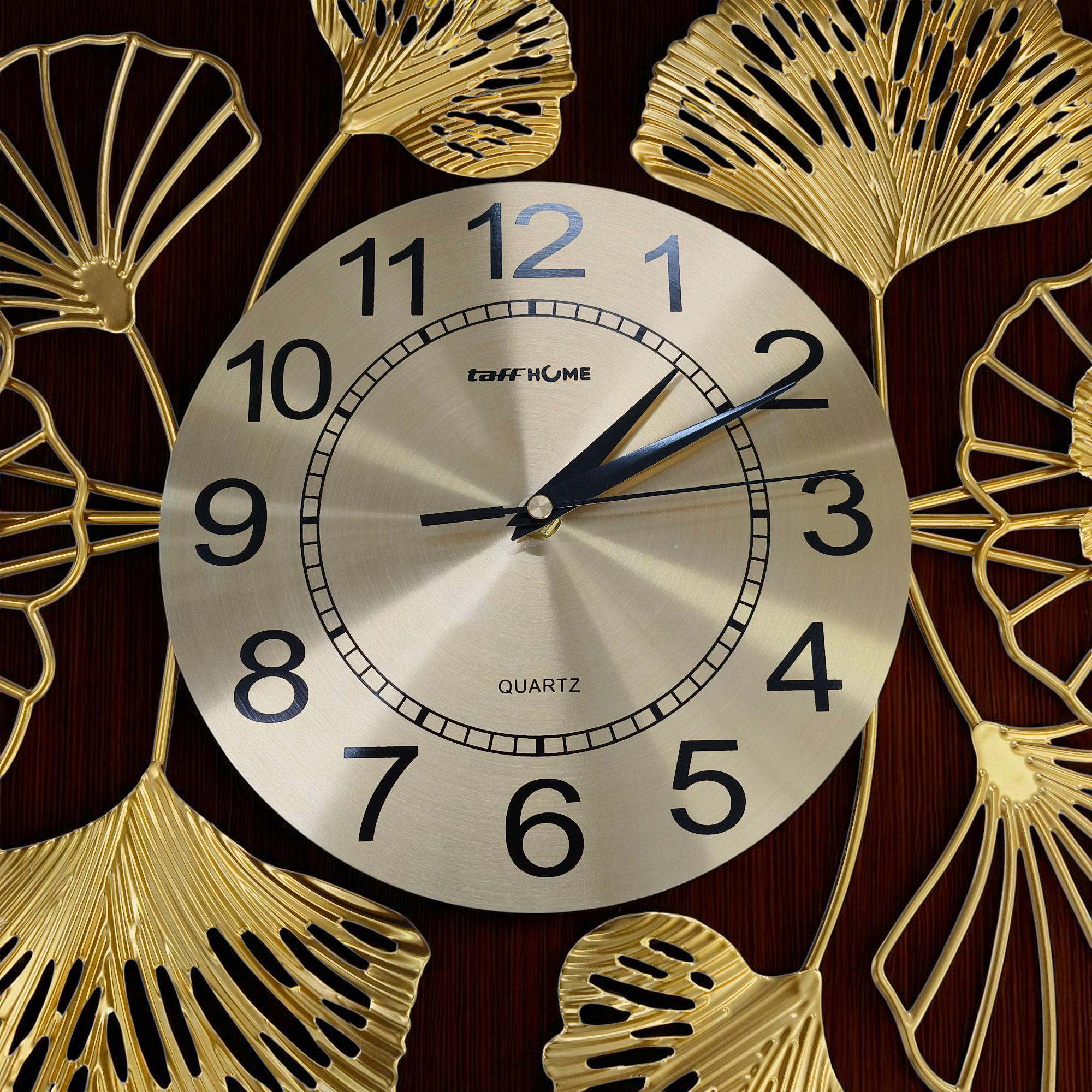 Gambar produk TaffHOME Jam Dinding Besi Elegan Ginkgo Biloba Silent Movement 92.5cm - 2143
