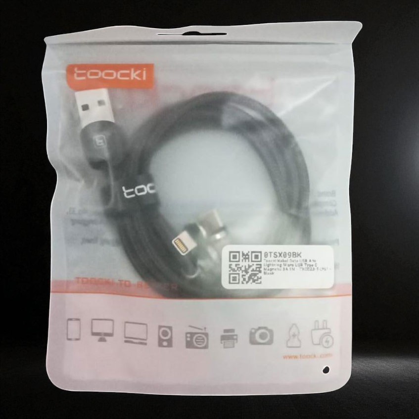 Gambar produk Toocki Kabel Data USB A to Lightning Micro USB Type C Magnetic 3A 1M - TXCDZ3-T-LY01
