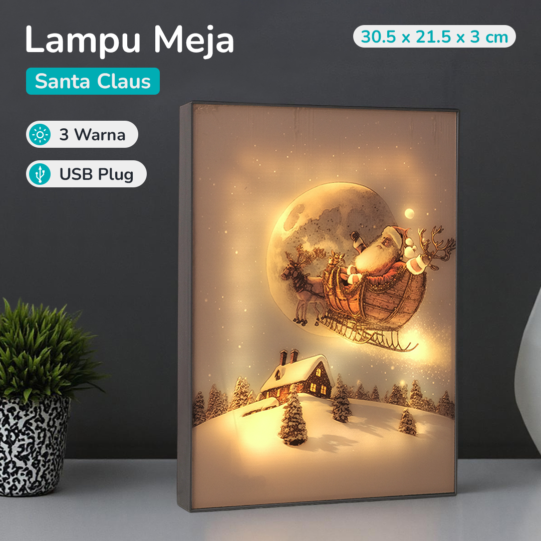 Gambar produk YORYZENG Lampu Meja Hias Lukisan 3in1 Color LED USB 30.5cm Santa Claus - YY31
