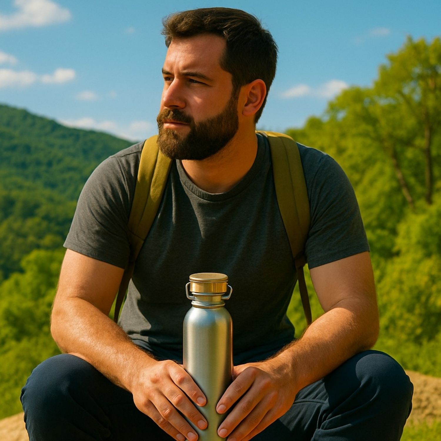 Gambar produk Mtuove Botol Minum Portable Water Bottle Stainless Steel 1L - YM006