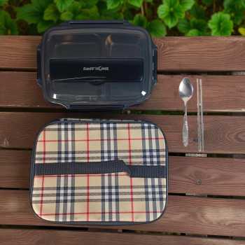 Gambar produk TaffHOME Kotak Makan Lunch Box Stainless Steel 304 1.3L 3 Grid - U-4