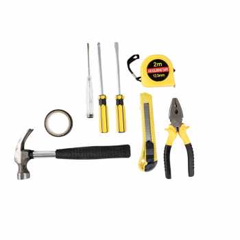 Gambar produk OnnFang Alat Set Perkakas Palu Tang Obeng Cutter Meteran 8in1 - YL-8009A