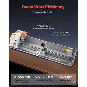 Gambar produk VEVOR Mesin Bubut Mini Lathe Beads Woodworking 2500RPM 1000mm 1250W - MX-S450