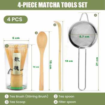 Gambar produk SIDIA Matcha Set Kit Chasen Bamboo Chashaku Chakoshi Bamboo 4 PCS - S-68