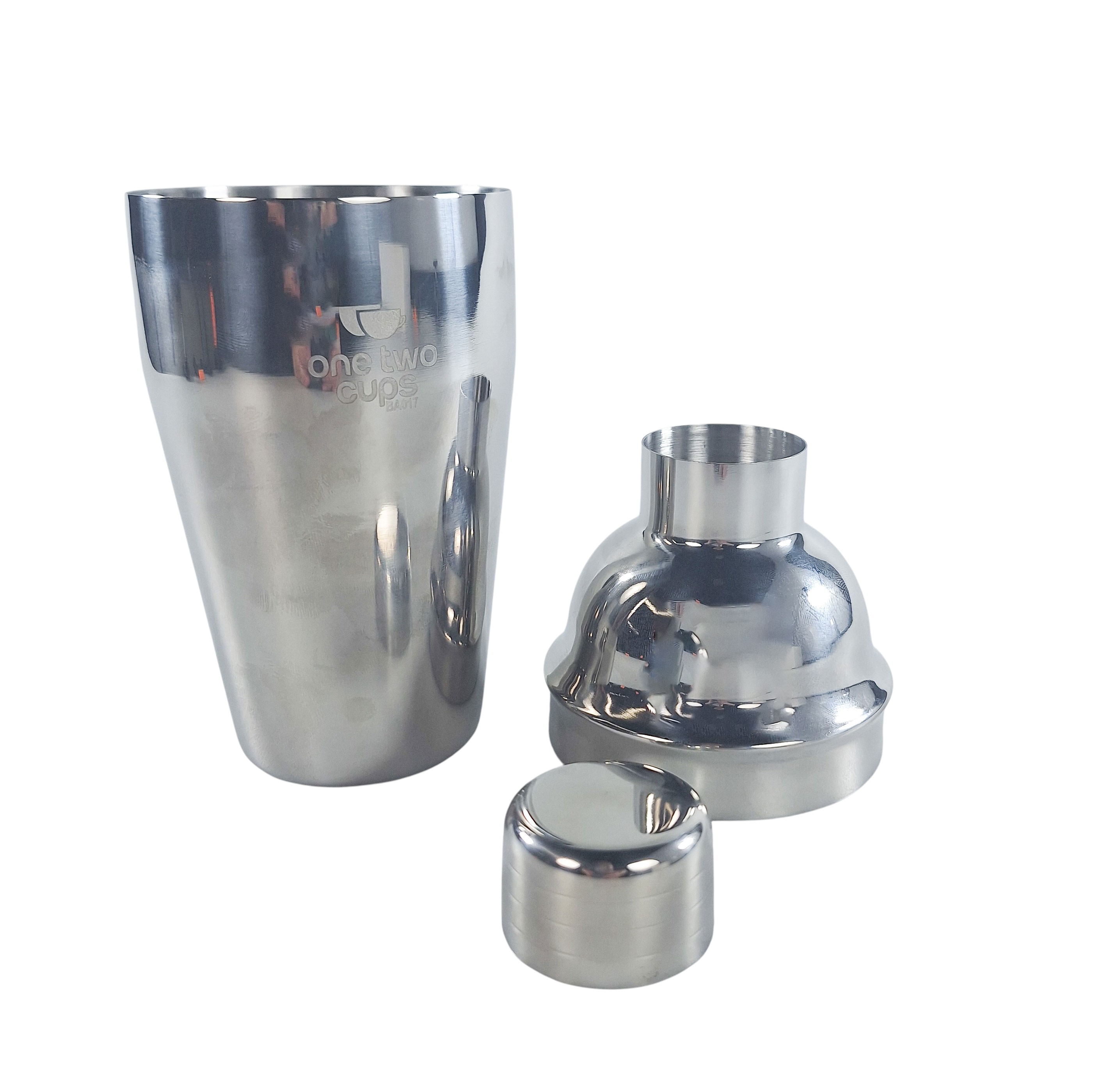 One Two Cups 5in1 Bartender Cobbler Cocktail Shaker Set 550ml - BA017 Gambar produk One Two Cups 5in1 Bartender Cobbler Cocktail Shaker Set 550ml - BA017