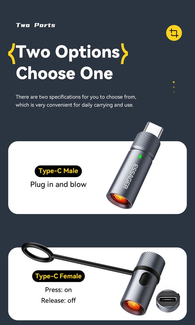 Gambar produk ESSAGER Korek Api Elektrik Cigarette Lighter Mini Portable USB Type C Male - ES-OTG29