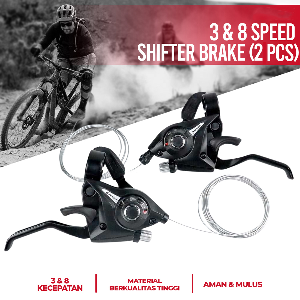 Gambar produk TaffSPORT Prime Speed Shifter Handle Brake Sepeda 3 dan 8 Speed 2 PCS - EF51