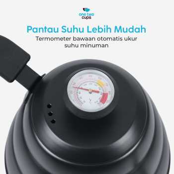 One Two Cups Teko Kopi Leher Angsa Pour Over Drip Kettle Thermometer 955ml - KE4012 Gambar produk One Two Cups Teko Kopi Leher Angsa Pour Over Drip Kettle Thermometer 955ml - KE4012