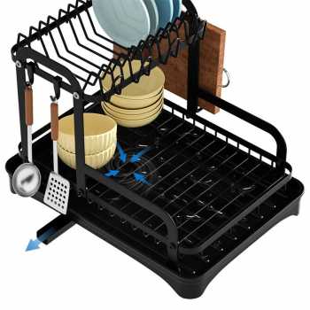 Gambar produk Elemore Rak Piring Dapur Wastafel Carbon Steel Drying Storage Rack - E42