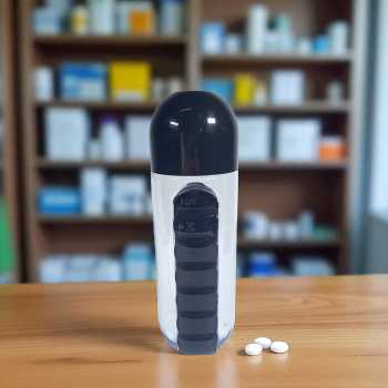 Gambar produk Botol Minum Plastik dengan Slot Obat Vitamin BPA Free 600ml - 830