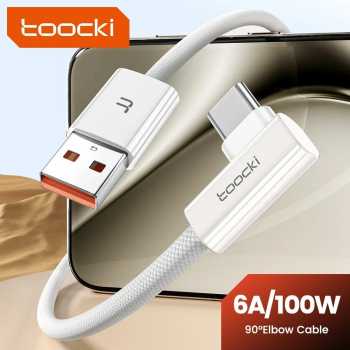 Toocki Kabel Data USB Type C Fast Charging L-Shape Braided 100W 6A 1M