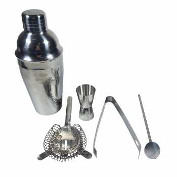 One Two Cups 5in1 Bartender Cobbler Cocktail Shaker Set 550ml - BA017 Gambar produk One Two Cups 5in1 Bartender Cobbler Cocktail Shaker Set 550ml - BA017