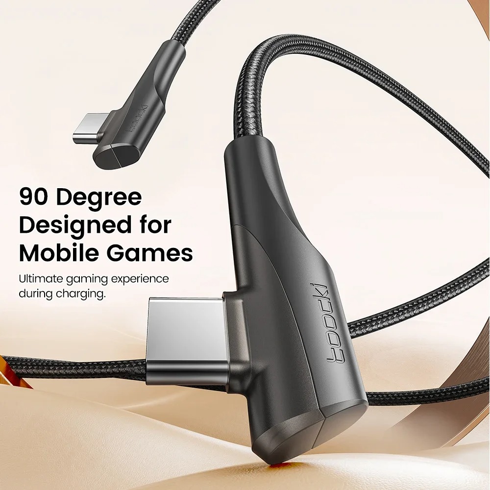 Gambar produk Toocki Kabel Data Type C to Type C Fast Charging Elbow 100W 5A 1M - TXCTT1-ZX01