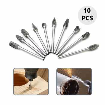 JIGONG Mata Bor Tungsten Carbide Cone Spiral 1/8 Inch 10 PCS - JG8