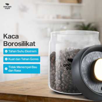 Gambar produk One Two Cups Toples Kaca Penyimpanan Biji Kopi Vacuum Sealed Lid 500ml - SE41
