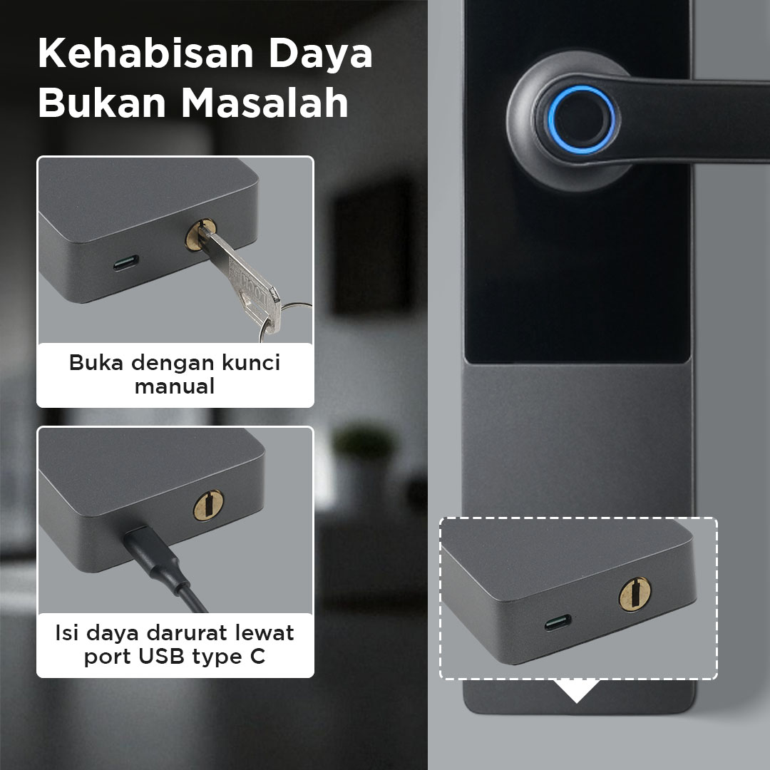 MAISUSTY Smart Door Lock Fingerprint Password Card RFID Alarm - G3F-N9 Gambar produk MAISUSTY Smart Door Lock Fingerprint Password Card RFID Alarm - G3F-N9