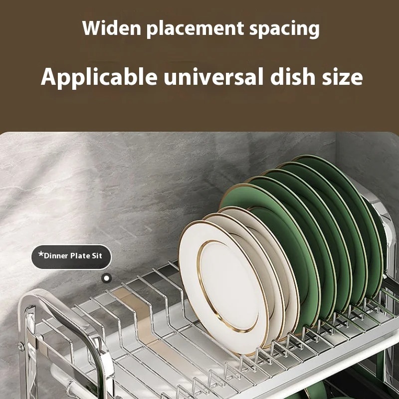 Gambar produk Treuy Rak Piring Dapur 2 Susun Stainless Steel 201 Drying Storage Rack - TR-201