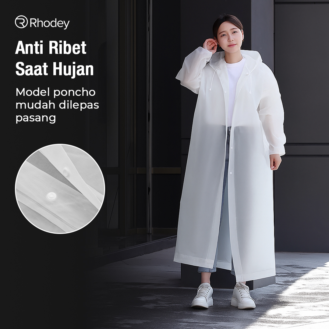 Gambar produk Rhodey Jas Hujan Portable Raincoat Poncho EVA All Size with Hood - TY876