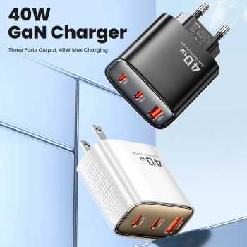 Gambar produk Toocki Kepala Charger Fast Charging GaN Multi Port USB Type C 40W - TCT40-22EU