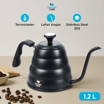One Two Cups Teko Kopi Leher Angsa Pour Over Drip Kettle Thermometer - KE4012