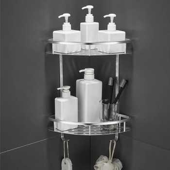 Gambar produk LemonBest Rak Sudut Kamar Mandi Aluminium Corner Shelf Rack 2 Layers - G48