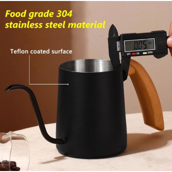 Gambar produk BORREY Teko Kopi Coffee Maker Kettle Hand Brewing Pot Wooden 600ml - TR4