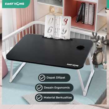 TaffHOME Meja Lipat Laptop Foldable Bed Table with Drawer Cup Holder 70x48cm - BO-67 Gambar produk TaffHOME Meja Lipat Laptop Foldable Bed Table with Drawer Cup Holder 70x48cm - BO-67