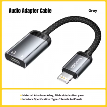Gambar produk ESSAGER Kabel Adapter Audio OTG USB Type C to Lightning 15cm - EYPTL-LT0G-P