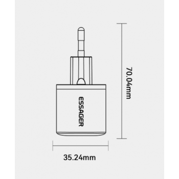 Gambar produk ESSAGER Kepala Charger Dual Port GaN Fast Charging PD USB Type C 20W - HMA01