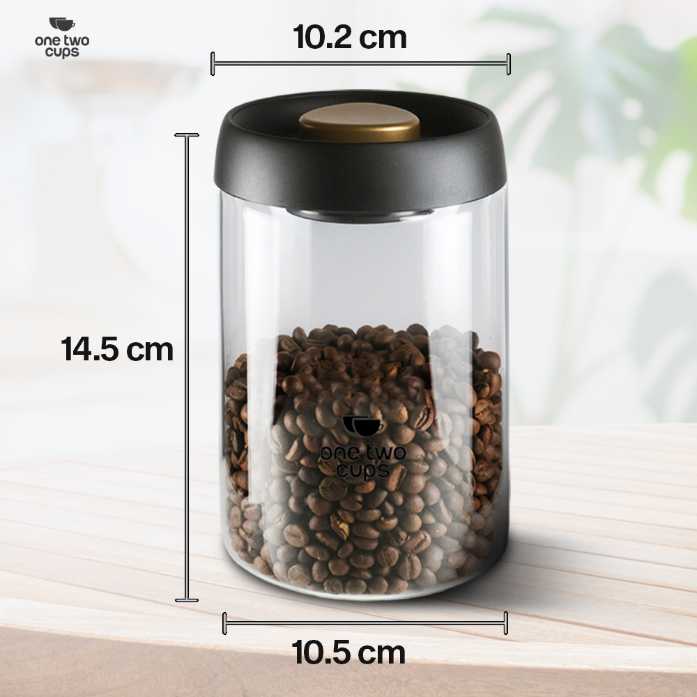 Gambar produk One Two Cups Toples Kaca Penyimpanan Biji Kopi Vacuum Sealed Lid 900ml - SE41