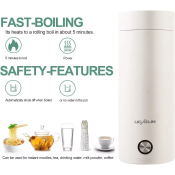 LIGSUN Travel Kettle Electric Stainless Steel Automatic Shut Off 400ml - LOF40