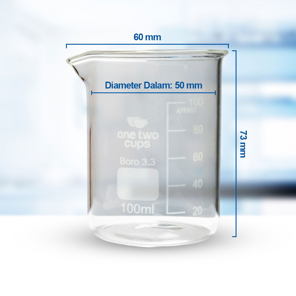Gambar produk One Two Cups Gelas Ukur Lab Kimia Multifungsi Borosilicate Glass 100ml - GG-17