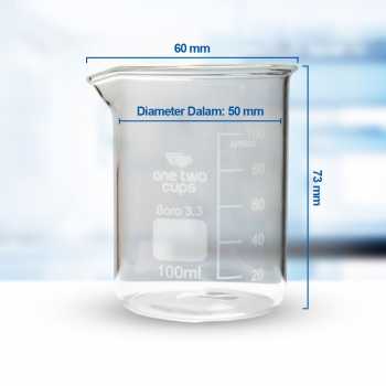 Gambar produk One Two Cups Gelas Ukur Lab Kimia Multifungsi Borosilicate Glass 100ml - GG-17