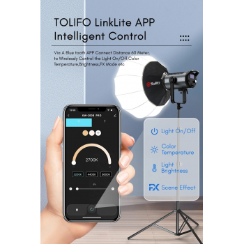 Gambar produk Tolifo Lampu Video LED Bi-Color COB Video Light 200W 6500K - KW-200B PRO