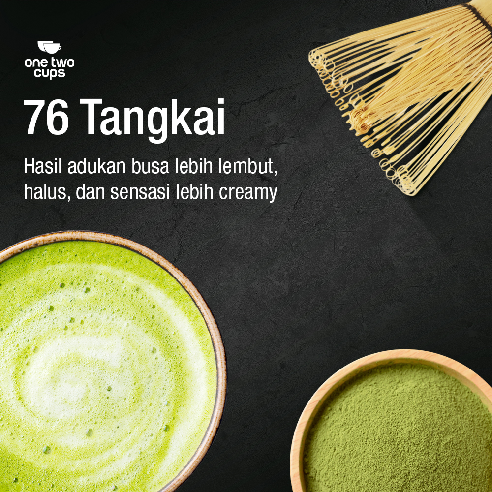Gambar produk One Two Cups Chasen Bamboo Matcha Whisk Pengaduk Teh Jepang 76 Tangkai - 7276