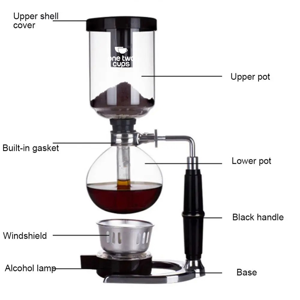 Gambar produk One Two Cups Syphon Coffee Maker Manual Brew Vacuum Pot 5 Cups 500ml - JF99
