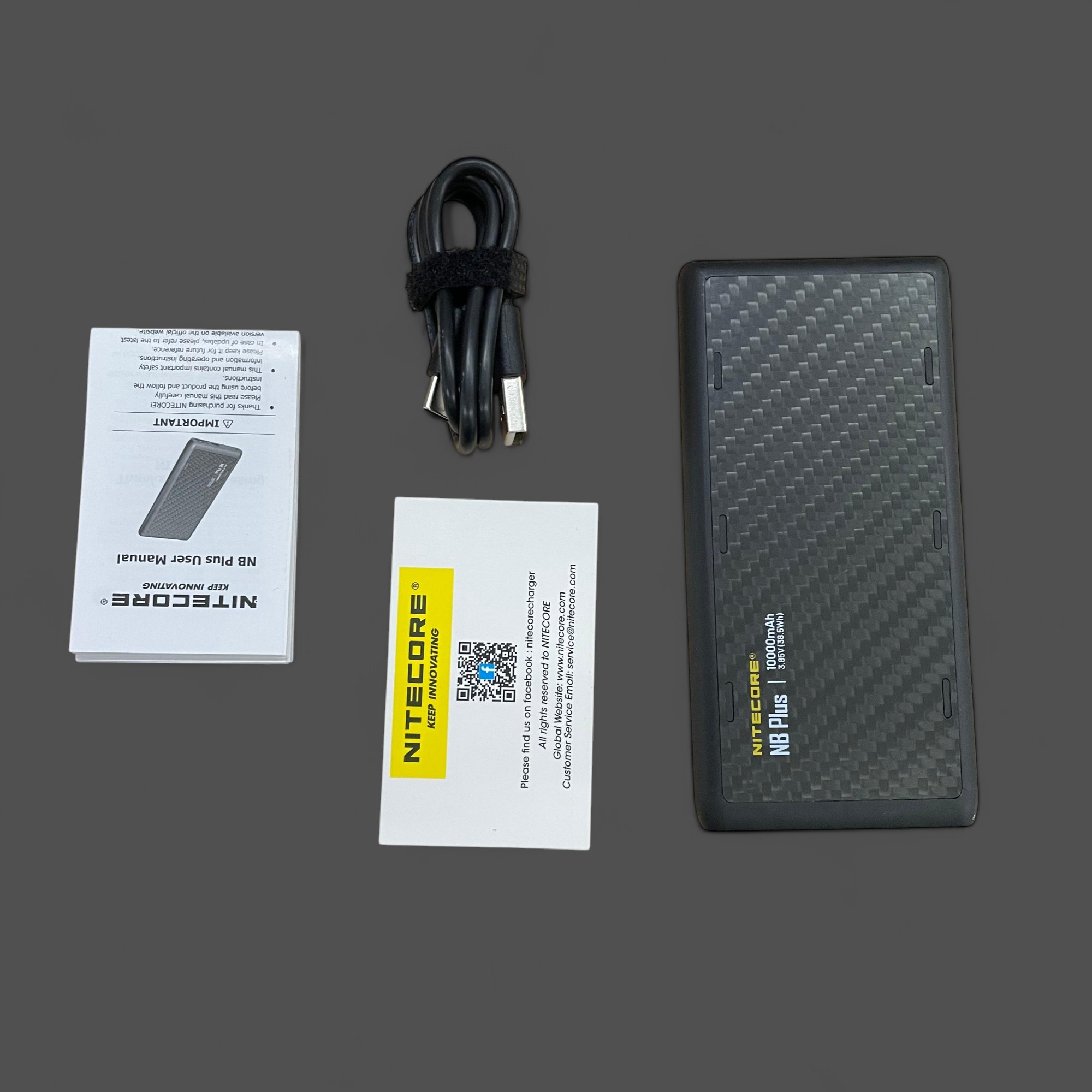 Gambar produk NITECORE Power Bank PD QC Carbon Fiber IPX7 Dual USB 22.5W 10000mAh - NB Plus