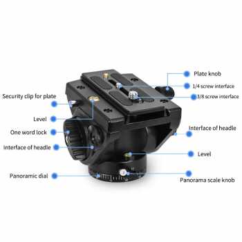 Gambar produk QZSD Gimbal Hidrolik Damping Tripod Pan-Tilt Head DSLR Aluminium Alloy - Q90