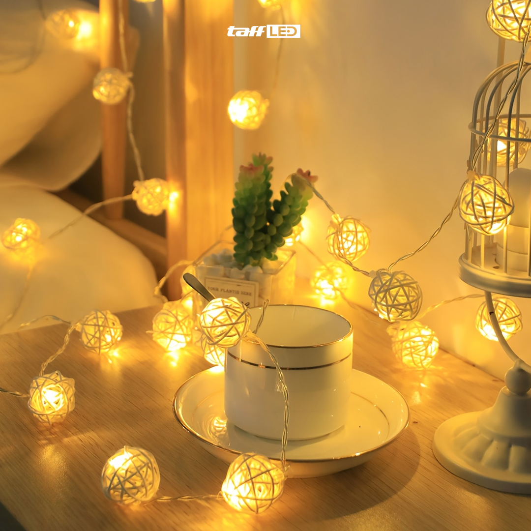 Gambar produk Lampu Hias String Lights Model Bola Rotan Waterproof 10 LED 1.7M - B073