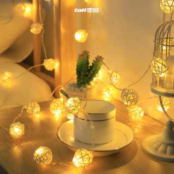 Gambar produk Lampu Hias String Lights Model Bola Rotan Waterproof 10 LED 1.7M - B073