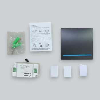 Gambar produk TaffHOME Saklar Lampu Wireless Dinding Tembok Lamp Switch RF 433MHz 1 Gang 1 Receiver - WHK01