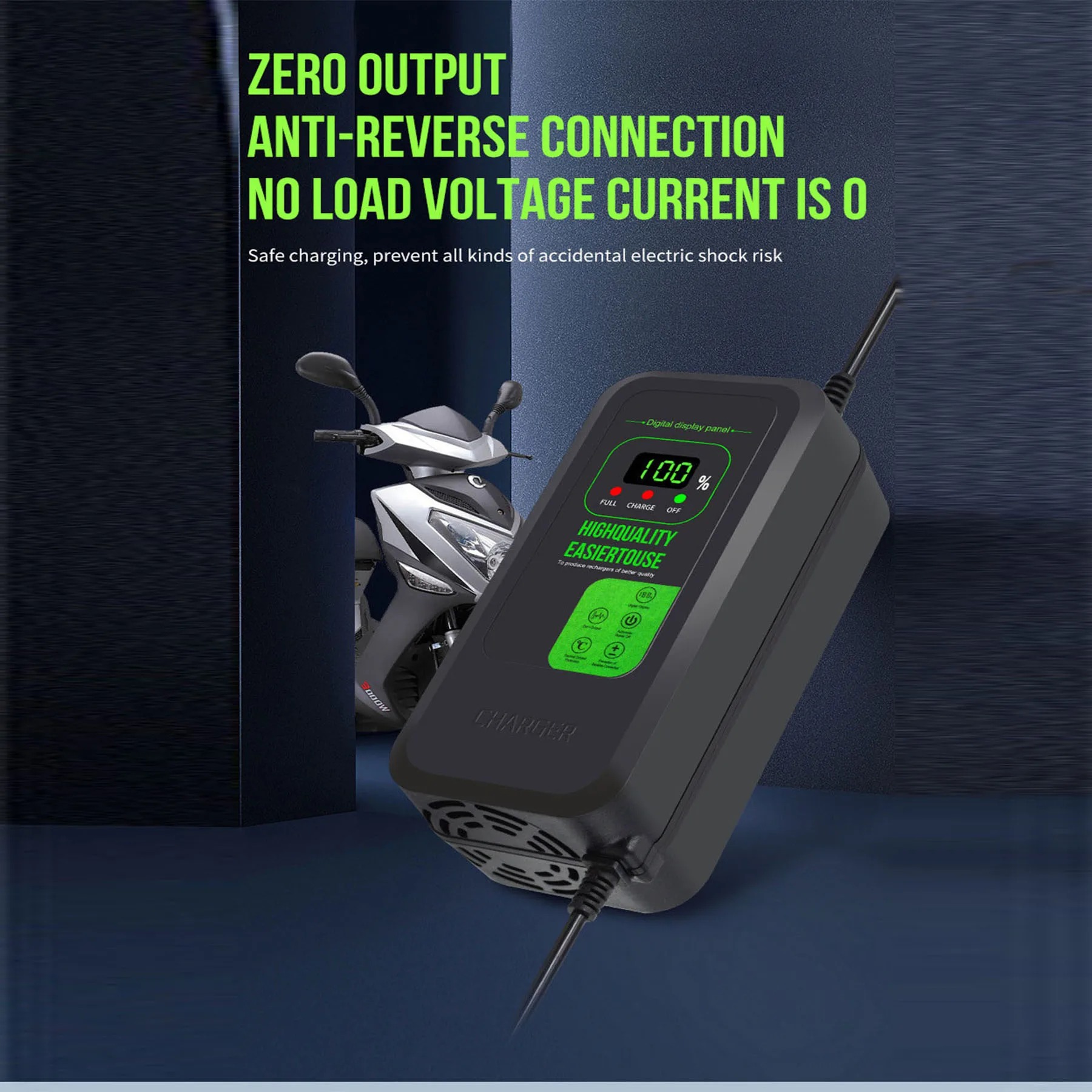 Gambar produk TASKOOD Charger Aki Sepeda Listrik 5 Phase Battery Charger Portable 72V 20Ah - TAH-60