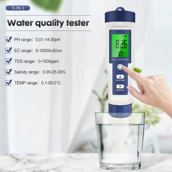 Gambar produk JUANJU Alat Ukur Kualitas Air Digital 5in1 PH TDS EC Meter Pen - J51