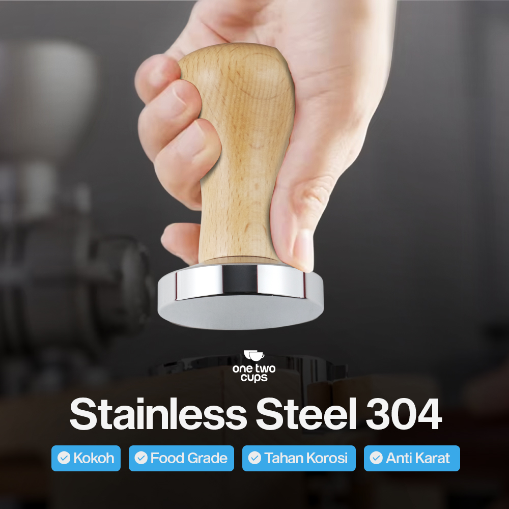 Gambar produk One Two Cups Tamper Kopi Espresso Flat Base Stainless Steel 304 51mm - T15