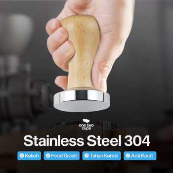Gambar produk One Two Cups Tamper Kopi Espresso Flat Base Stainless Steel 304 51mm - T15